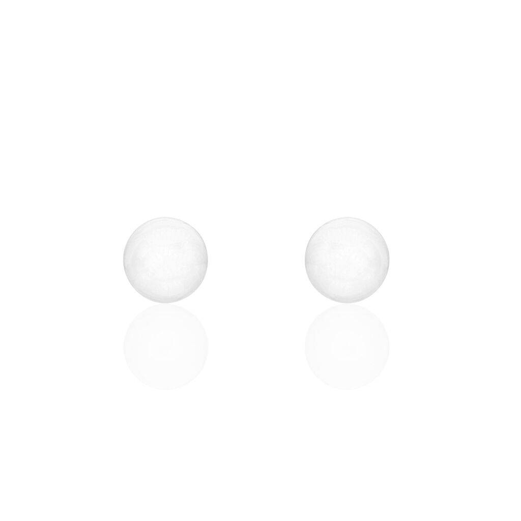 Boucles D'oreilles Puces Orbe Argent Blanc Céramique - Boucles d'oreilles fantaisie Femme | Histoire d’Or