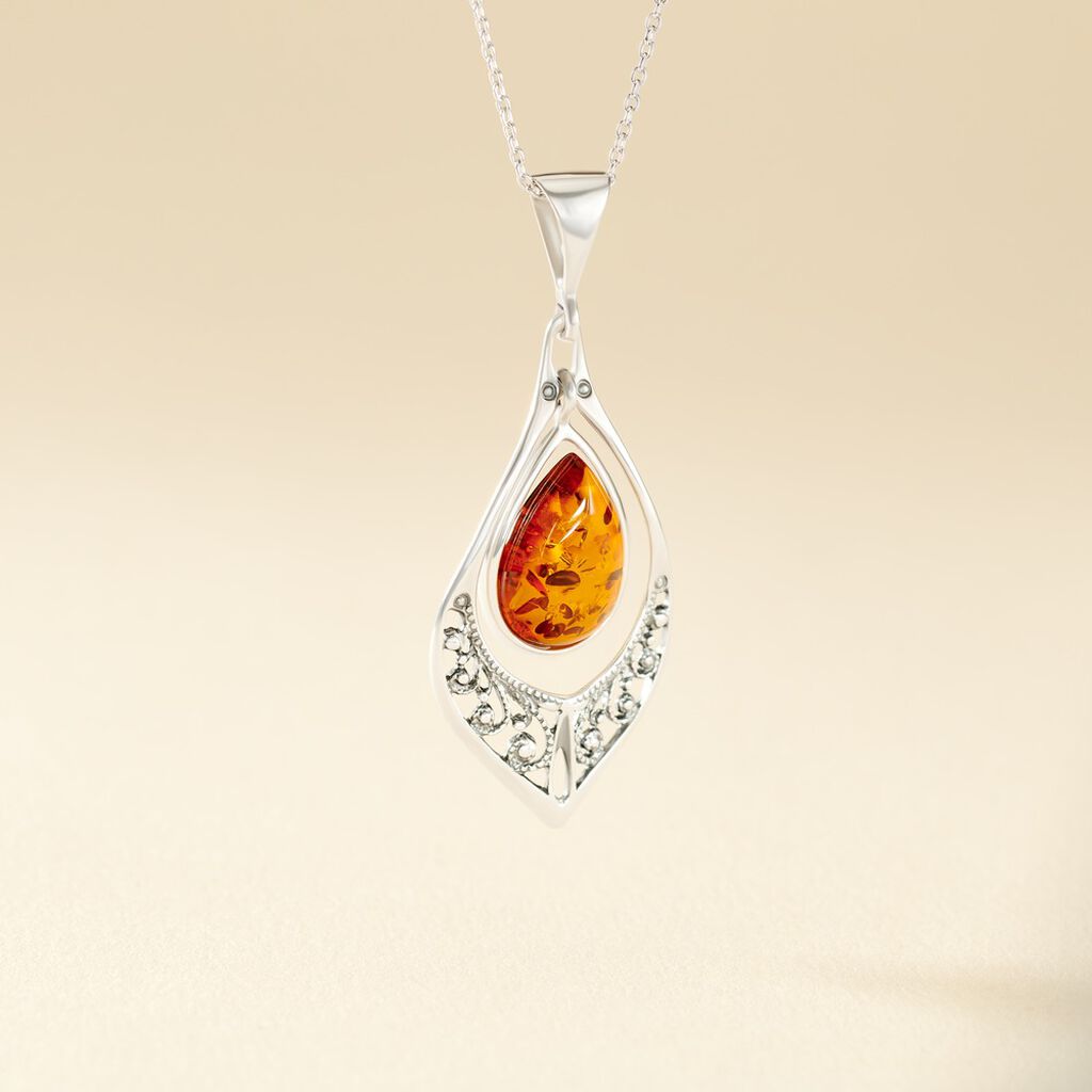 Collier Argent Blanc Doralyn Ambre - Colliers Femme | Histoire d&rsquo;Or