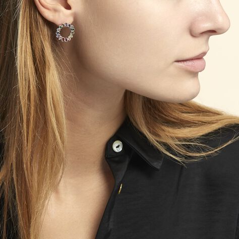 Boucles D'oreilles Puces Argent Blanc Ethem Oxydes Spinelles - Boucles d'oreilles fantaisie Femme | Histoire d’Or