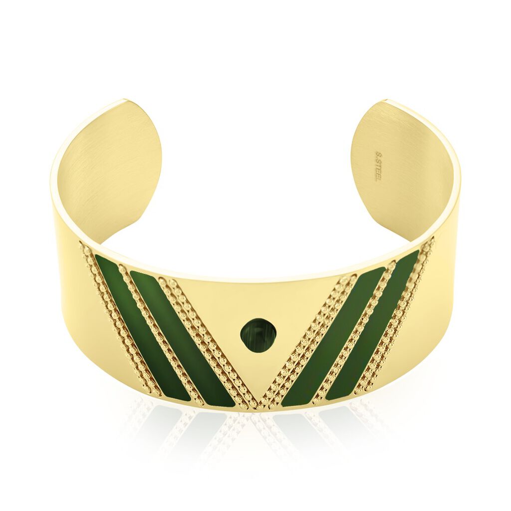 Bracelet Manchette Imagine Tamera Acier Jaune Malachite - Bracelets manchettes Femme | Histoire d&rsquo;Or