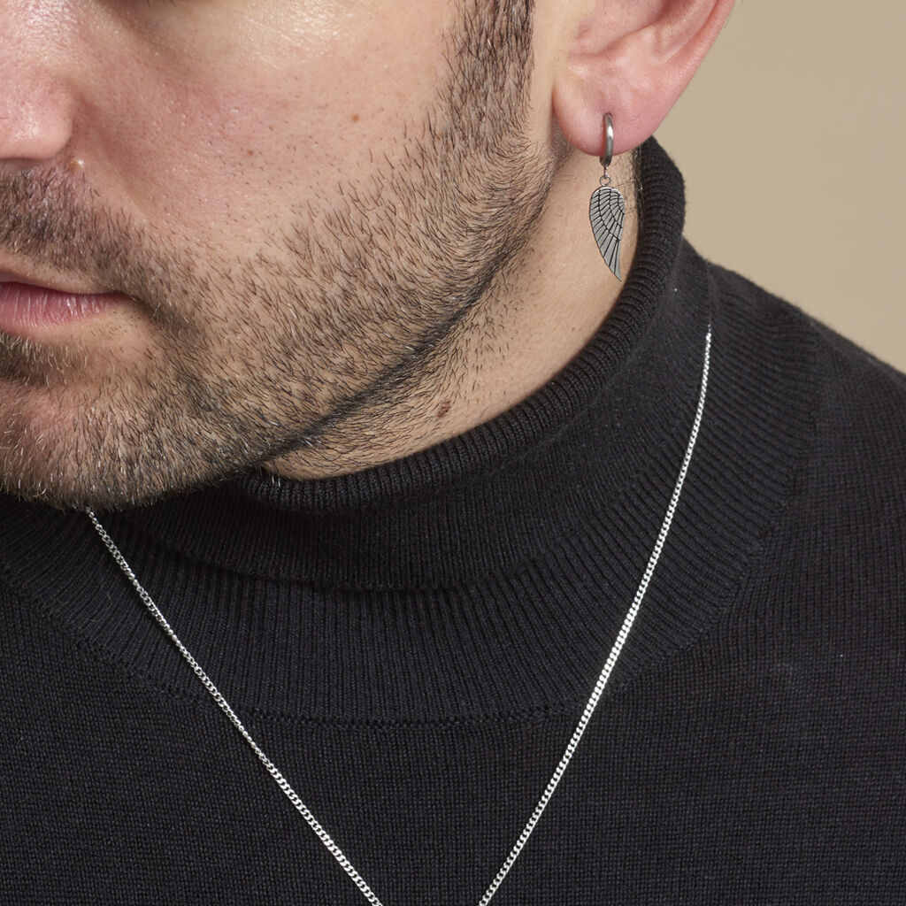 Créole Unitaire Angyalka Acier Blanc - Boucles d'oreilles créoles Homme | Histoire d’Or