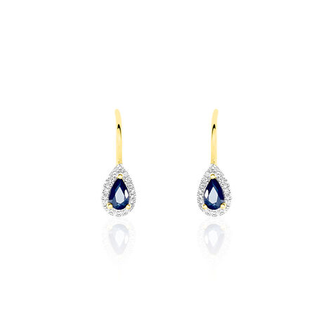 Boucles D'oreilles Pendantes Doorsie Or Jaune Saphir Et Diamant - Boucles d'oreilles pendantes Femme | Histoire d’Or