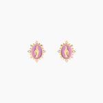 Boucles D'Oreilles Puces Febo Argent Dor&eacute; A L'Or 750/1000 Oxyde De Zirconium - Boucles d'oreilles fantaisie Femme | Histoire d&rsquo;Or