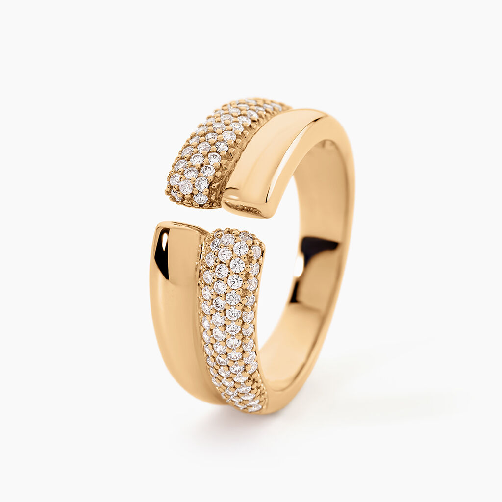 Bague Shiny Bold Plaqu&eacute; Or Jaune Oxyde De Zirconium - Bagues avec pierre Femme | Histoire d&rsquo;Or