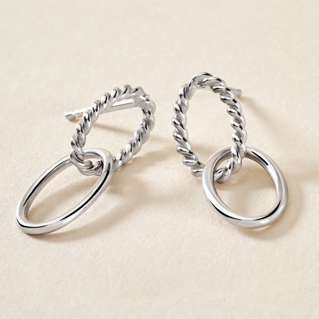 Boucles D'oreilles Pendantes Cherise Argent Blanc - Boucles d'oreilles fantaisie Femme | Histoire d’Or