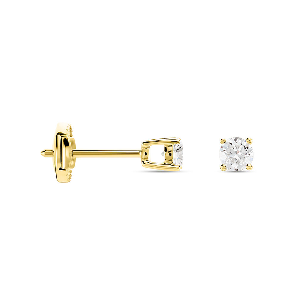 Boucles D'oreilles Puces One Or Jaune Diamants - Clous d'oreilles Femme | Histoire d&rsquo;Or