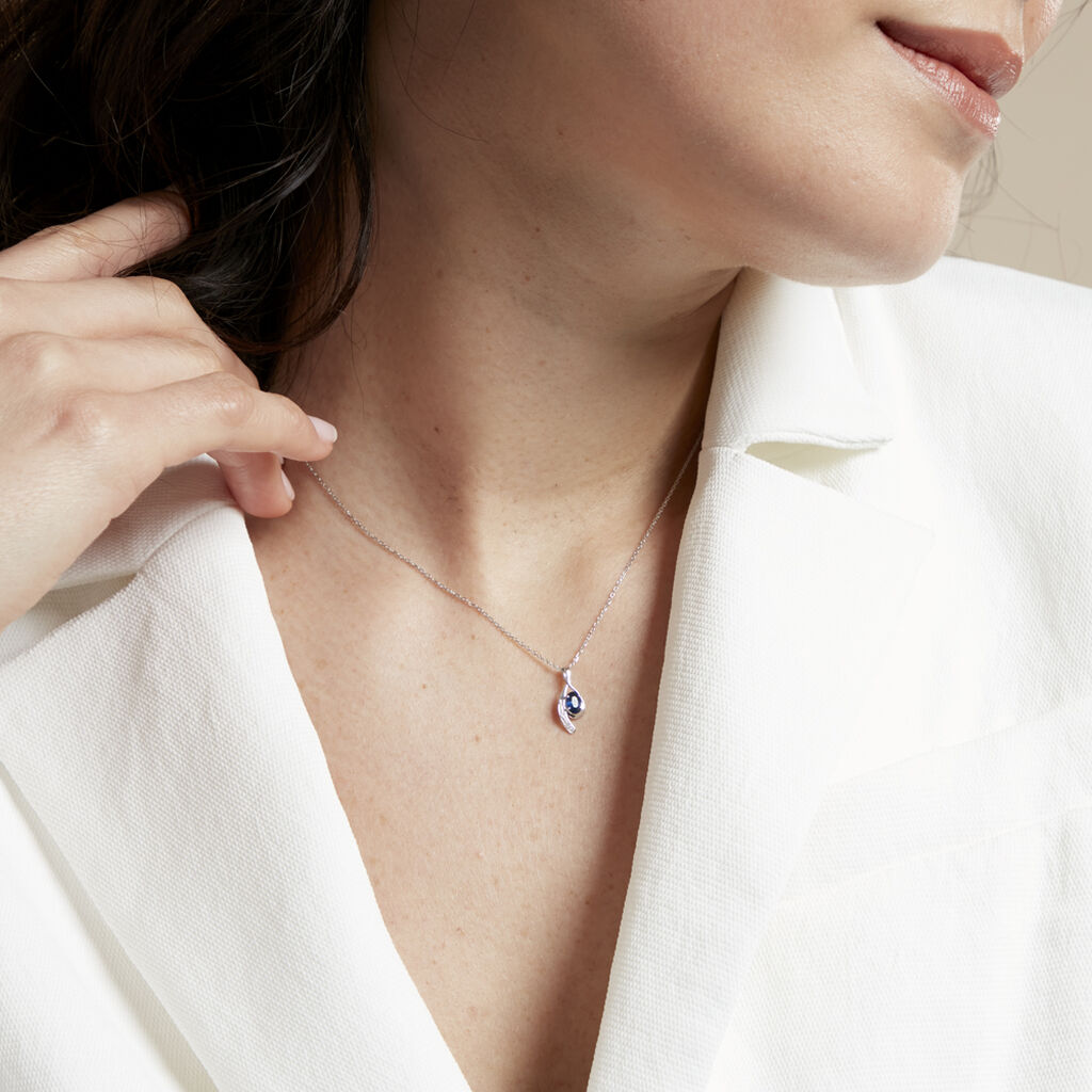 Collier Emotion Or Blanc Saphir Diamant - Colliers Femme | Histoire d’Or
