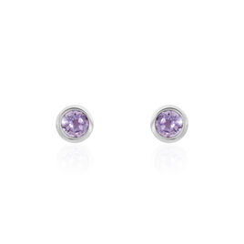 Boucles D'oreilles Puces Edy Serti Clos Or Blanc Amethyste - Clous d'oreilles Femme | Histoire d’Or