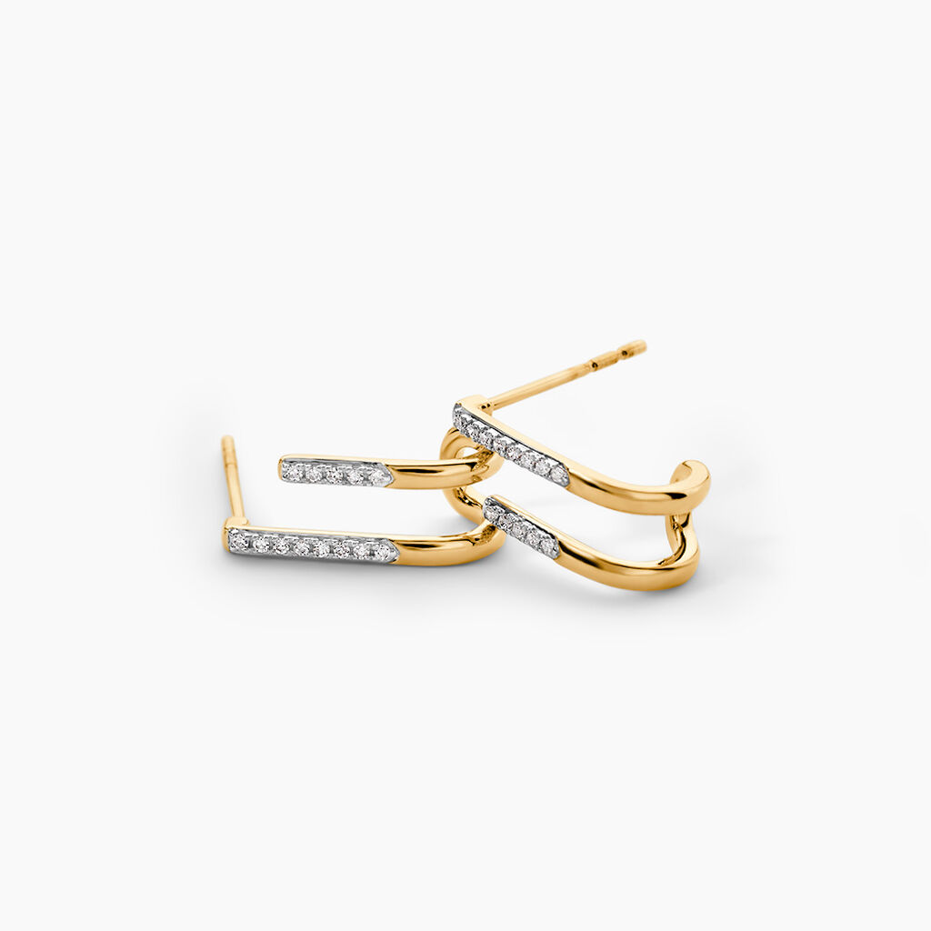 Boucles D'Oreilles Puces Gabir Or Jaune Diamant - Clous d'oreilles Femme | Histoire d&rsquo;Or