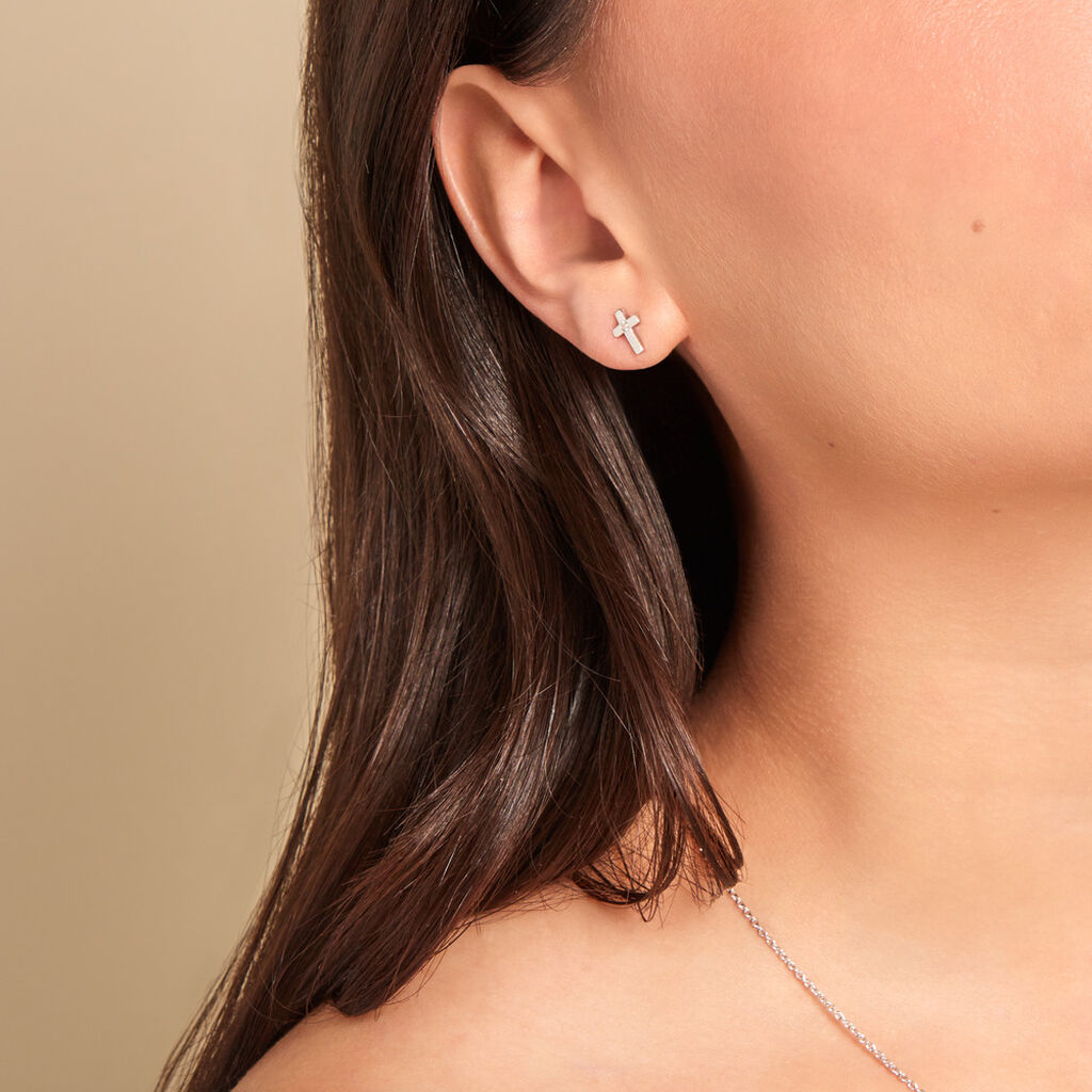 Boucles D'oreilles Puces Laurice Argent Blanc Oxyde De Zirconium - Nouveautés Femme | Histoire d’Or