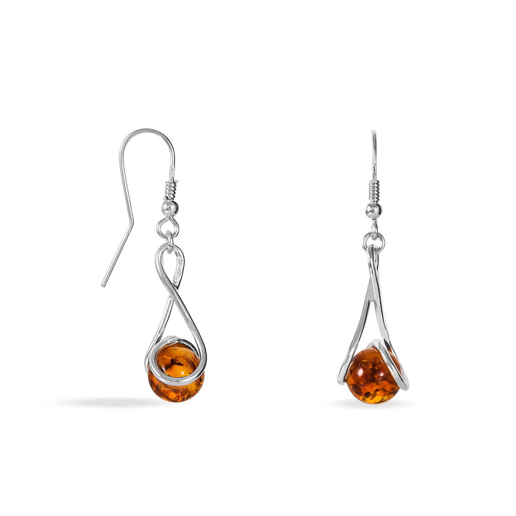 Boucles D'oreilles Pendantes Argent Blanc Simona Ambre - Boucles d'oreilles fantaisie Femme | Histoire d’Or