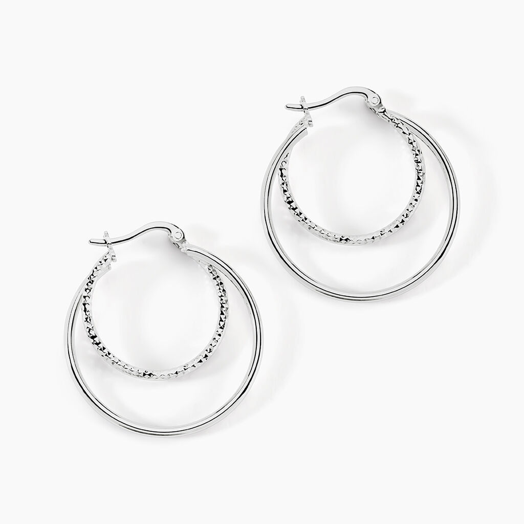 Cr&eacute;oles Argent Blanc Marjorie - Boucles d'oreilles cr&eacute;oles Femme | Histoire d&rsquo;Or