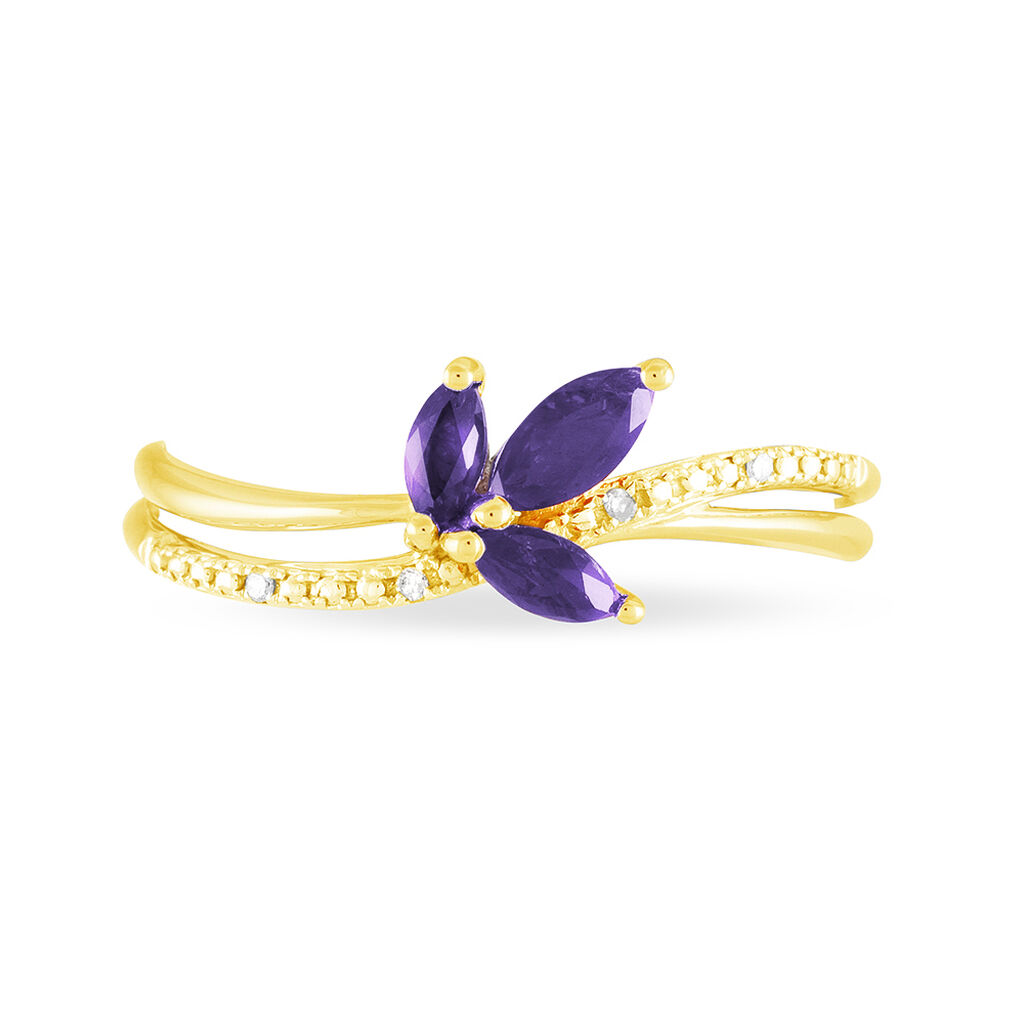 Bague Angie Or Jaune Amethyste Et Diamant - Bagues avec pierre Femme | Histoire d’Or