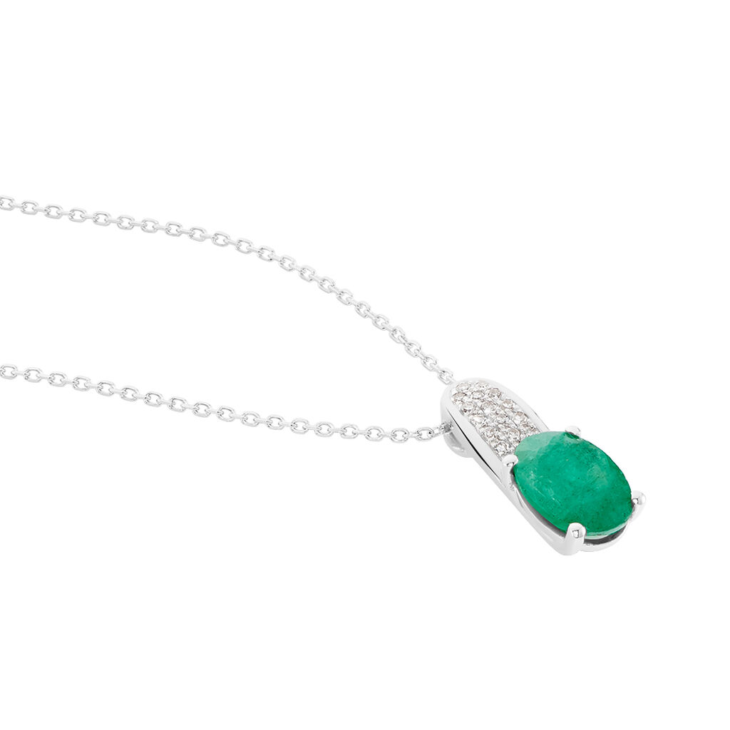 Collier Crista Or Blanc Emeraude Et Diamant - Colliers Femme | Histoire d’Or