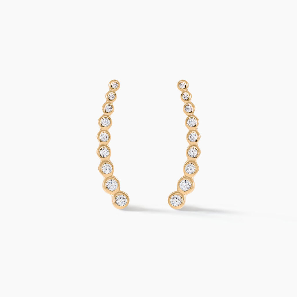 Boucles D'oreilles Grimpantes Plaqu&eacute; Or Jaune Nazeli Oxyde - Boucles d'oreilles fantaisie Femme | Histoire d&rsquo;Or