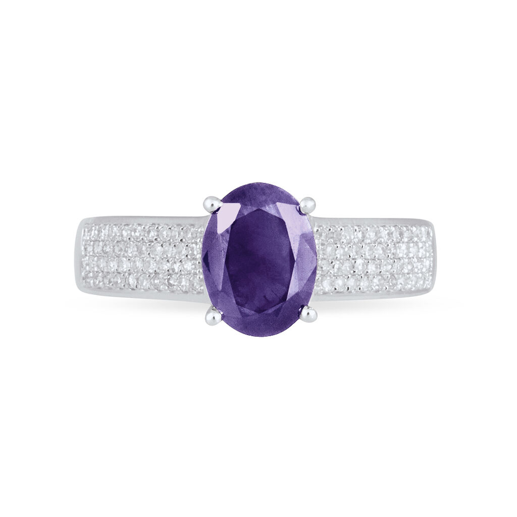 Bague Crista Or Blanc Amethyste Et Diamant - Bagues solitaires Femme | Histoire d&rsquo;Or