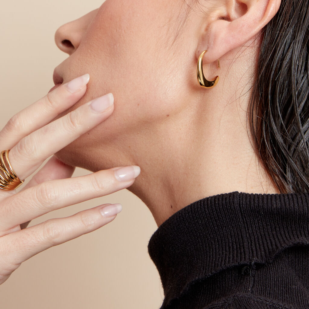 Créoles Gold Aura Acier Jaune - Boucles d'oreilles créoles Femme | Histoire d’Or