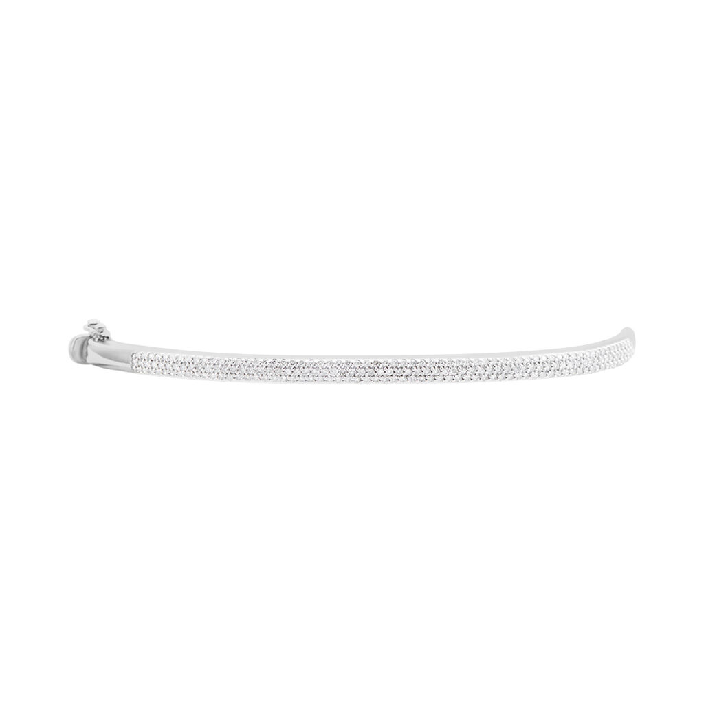 Bracelet Jonc Posie Or Blanc Diamant - Bracelets joncs Femme | Histoire d’Or