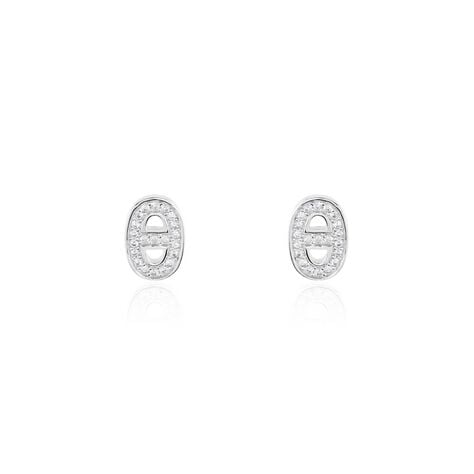 Boucles D'oreilles Puces Argent Blanc Caprina Oxydes De Zirconium - Boucles d'oreilles fantaisie Femme | Histoire d&rsquo;Or