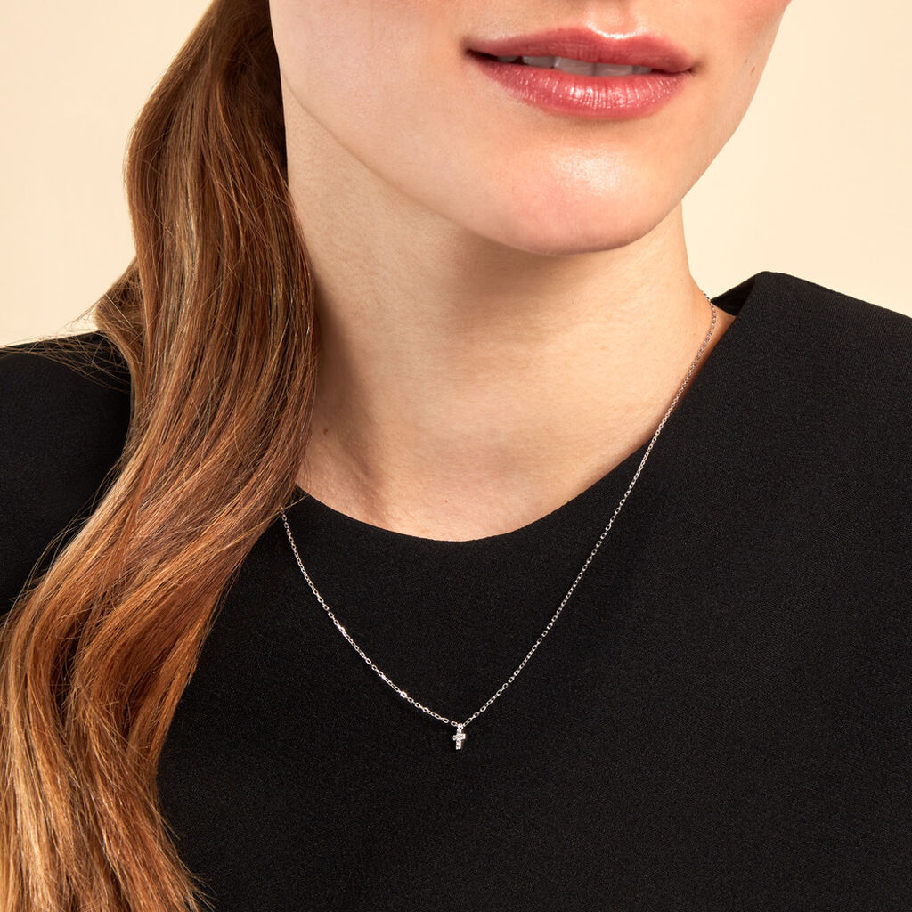 Collier Siem Argent Blanc Oxyde De Zirconium - Colliers fantaisie Femme | Histoire d’Or