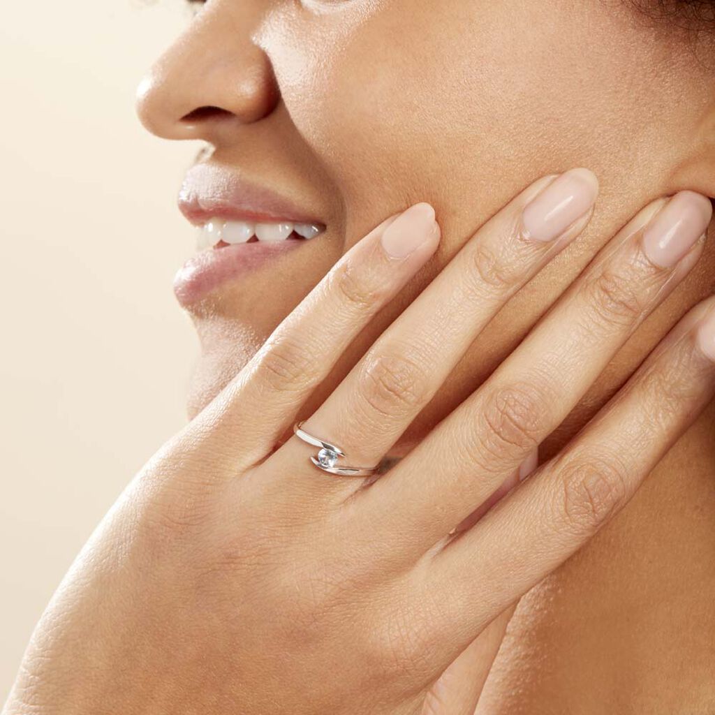 Bague Tiphaine Or Blanc Topaze - Bagues solitaires Femme | Histoire d’Or