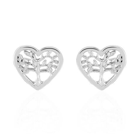 Boucles D'oreilles Pendantes Elwenn Argent Blanc - Boucles d'Oreilles Coeur Femme | Histoire d’Or