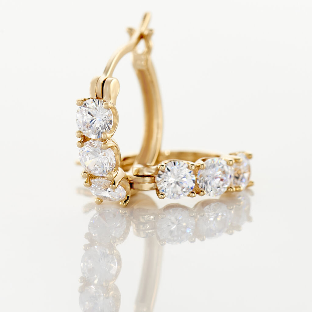Boucles D'oreilles Pendantes Jacotte Plaqué Or Oxyde De Zirconium - Boucles d'oreilles créoles Femme | Histoire d’Or
