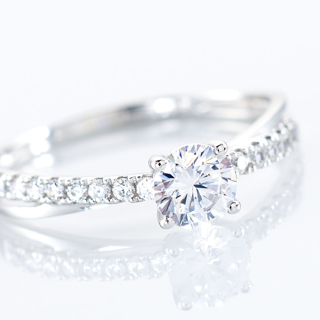 Bague Solitaire Kanel Or Blanc Oxyde De Zirconium - Bagues solitaires Femme | Histoire d’Or