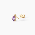 Boucles D'Oreilles Puces Ormonde Argent Dor&eacute; A L'Or 750/1000 Am&eacute;thyste - Clous d'oreilles Femme | Histoire d&rsquo;Or