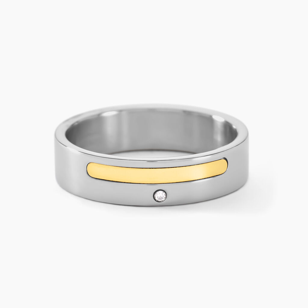 Bague Jourdan Ahou Acier Blanc Diamant - Bagues solitaires Homme | Histoire d&rsquo;Or