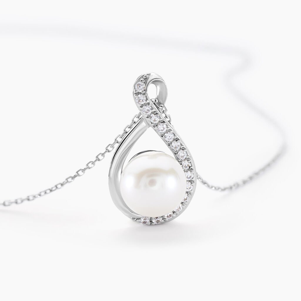 Collier Davy Or Blanc Perle De Culture Oxyde - Colliers Femme | Histoire d&rsquo;Or