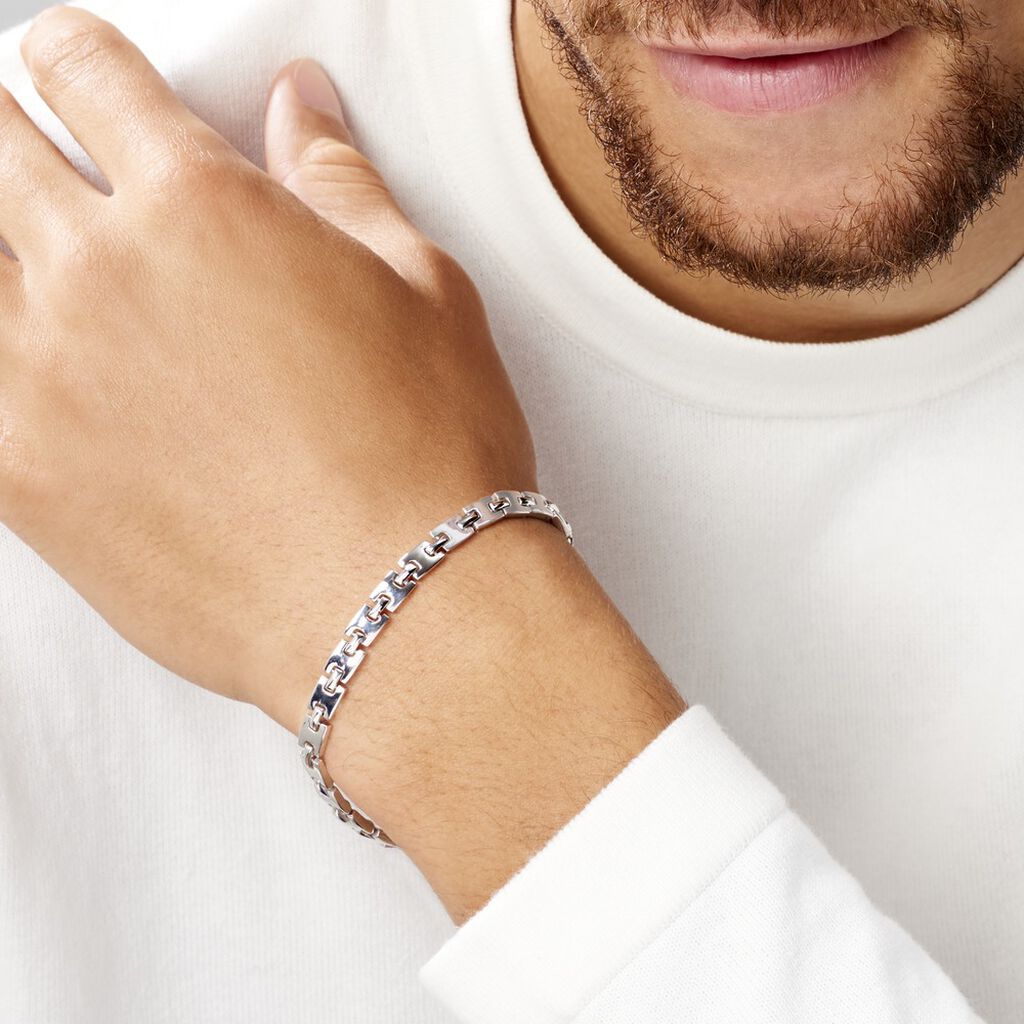 Bracelet Maille Lancelot Argent Blanc - Bracelets chaîne Homme | Histoire d’Or