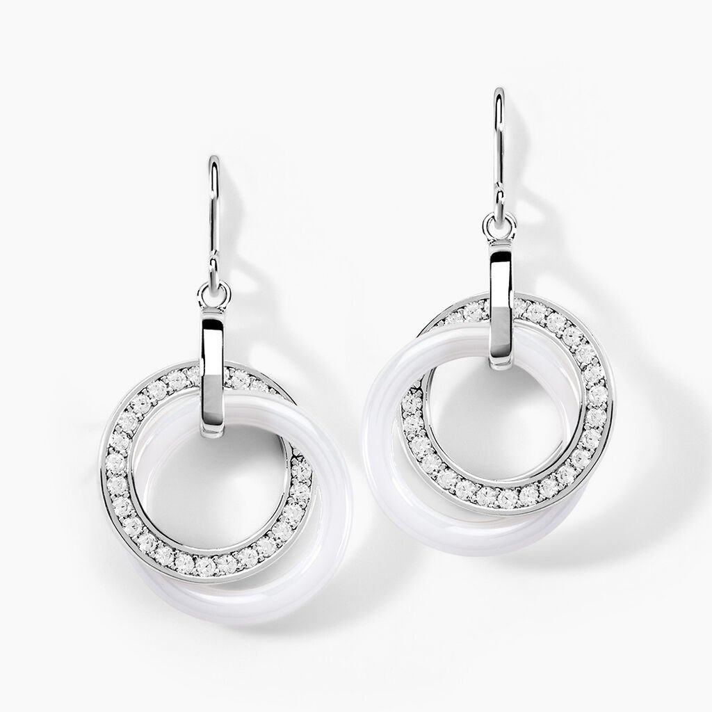 Boucles D'oreilles Pendantes Grizzel Argent Blanc Oxyde De Zirconium - Boucles d'oreilles fantaisie Femme | Histoire d&rsquo;Or