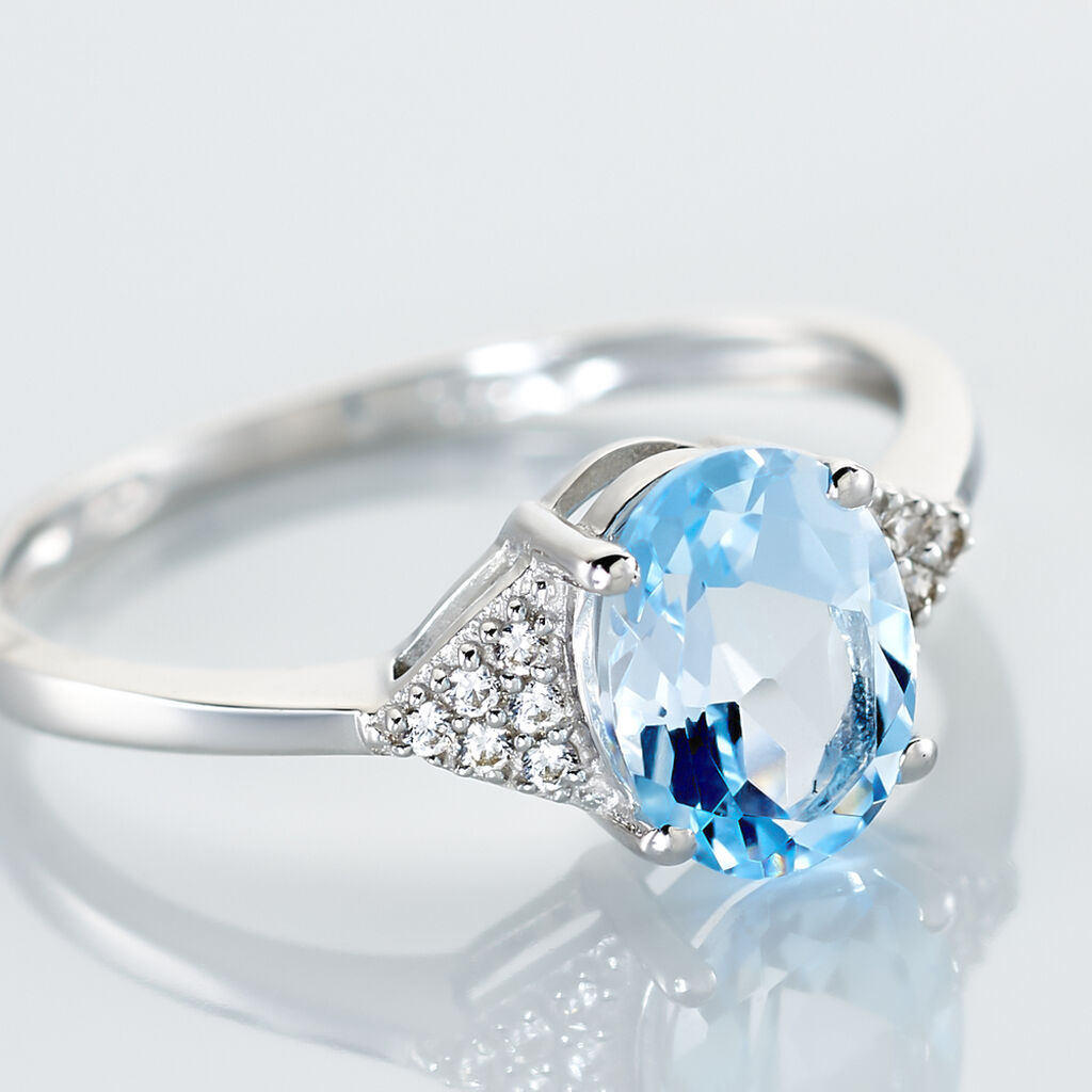 Bague Andreani Or Blanc Topaze Et Oxyde De Zirconium - Bagues solitaires Femme | Histoire d&rsquo;Or