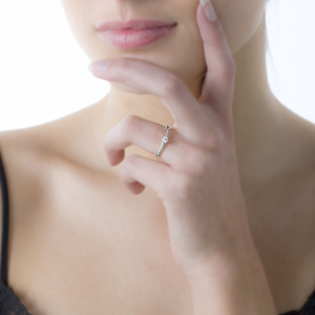 Bague Solitaire Mai-li Or Blanc Diamant - Bagues solitaires Femme | Histoire d’Or