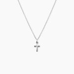 Pendentif Yona Croix Striee Or Blanc - Pendentifs Bapt&ecirc;me Famille | Histoire d&rsquo;Or