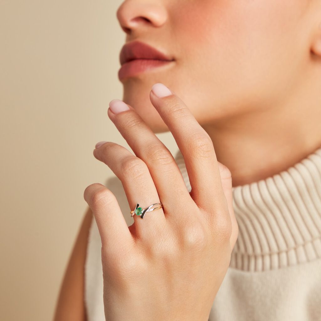 Bague Or Bicolore Rosmunda Emeraude - Bagues solitaires Femme | Histoire d’Or