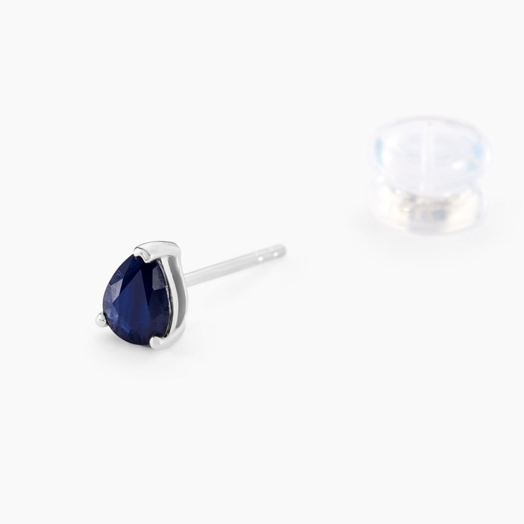 Boucles D'oreilles Puces Or Blanc Isador Saphir - Clous d'oreilles Femme | Histoire d’Or