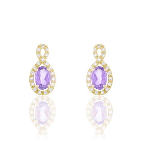 Boucles D'oreilles Pendantes Passion Or Jaune Amethyste Et Oxyde - Boucles d'oreilles pendantes Femme | Histoire d&rsquo;Or