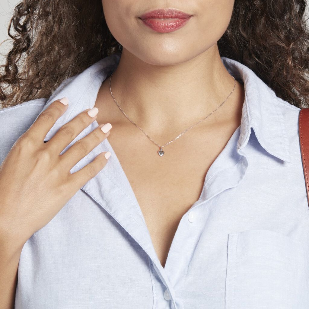 Pendentif Eudocie Coeur Lisse Or Blanc - Pendentifs Coeur Femme | Histoire d’Or