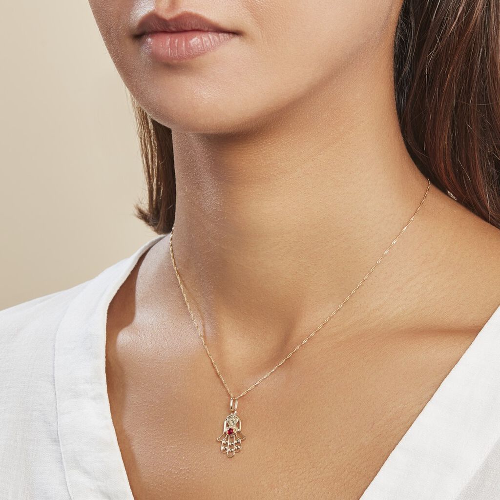 Pendentif Fatima Or Jaune Oxyde De Zirconium - Pendentifs Famille | Histoire d’Or