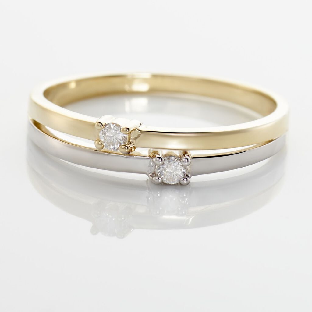 Bague Superposition Or Bicolore Diamant - Bagues avec pierre Femme | Histoire d’Or