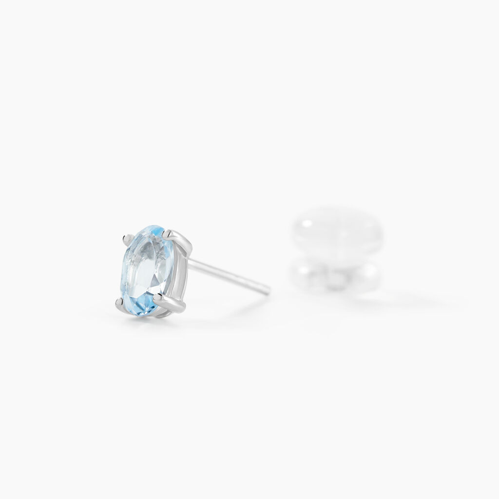 Boucles D'oreilles Puces Elea Serti Griffe Or Blanc Topaze - Clous d'oreilles Femme | Histoire d’Or