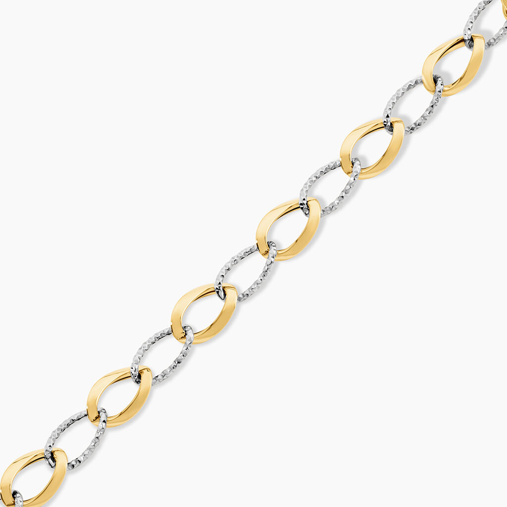 Bracelet Joice Maille Altern&eacute;e Et Godronne Or Bicolore - Bracelets cha&icirc;ne Femme | Histoire d&rsquo;Or