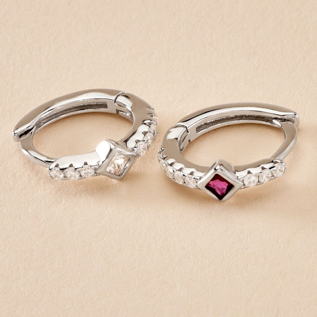 Créoles Fane Argent Rhodié Oxyde De Zirconium - Boucles d'oreilles créoles Femme | Histoire d’Or