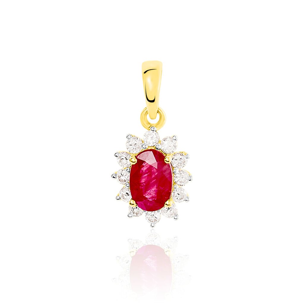 Pendentif Or Jaune Rubis Diamants - Pendentifs Femme | Histoire d’Or