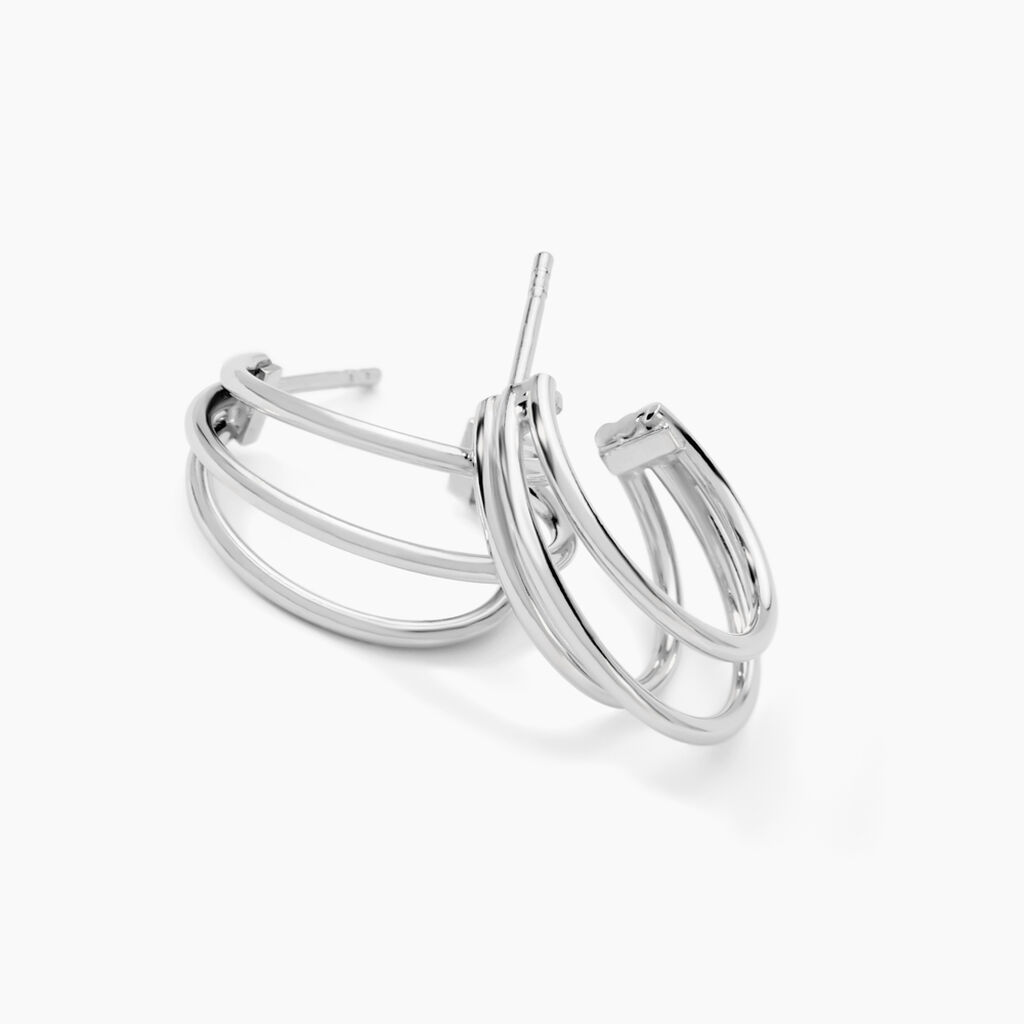 Créoles Argent Blanc Jukka - Boucles d'oreilles créoles Femme | Histoire d’Or