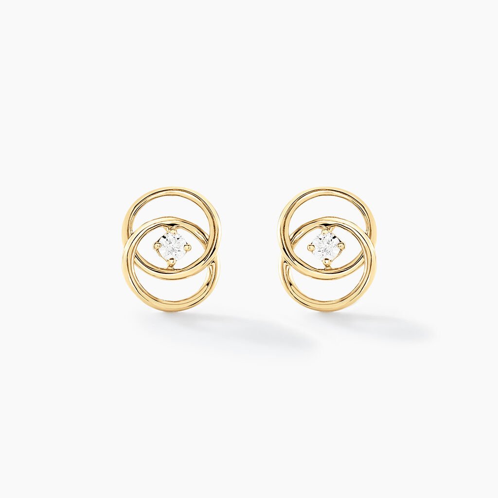 Boucles D'oreilles Puces Nid D'amour Or Jaune Diamant - Clous d'oreilles Femme | Histoire d’Or