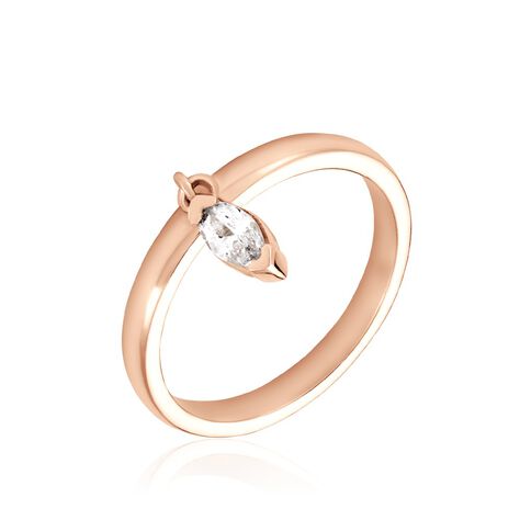 Bague Kenta Argent Rose Oxyde De Zirconium - Bagues solitaires Femme | Histoire d&rsquo;Or