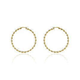 Creoles Acier Dore Antonello - Boucles d'oreilles créoles Femme | Histoire d’Or